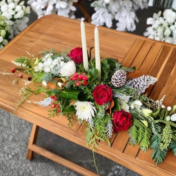 Floral & Greens Tablescape Centerpiece